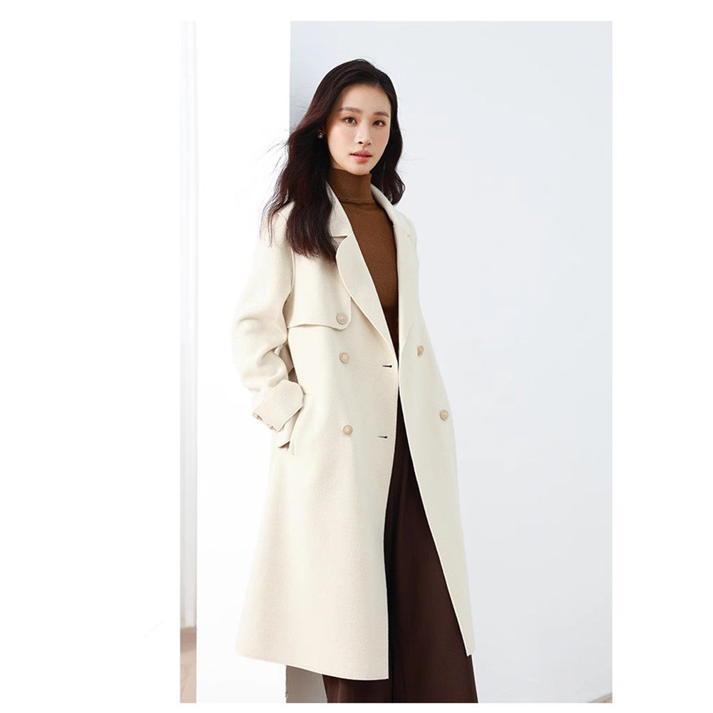 Mixblu麦斯兰专柜正品通勤翻领过膝长款大衣春秋外套女BXA22010