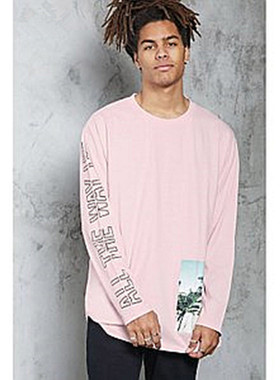 F21专柜正品B2-9-2-3度假风圆领长袖T恤男251408