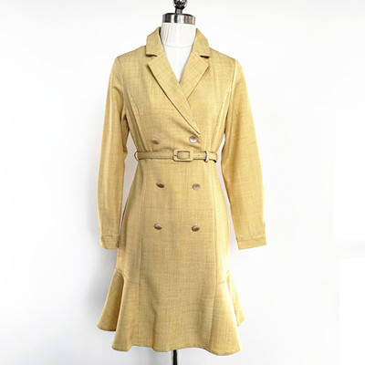 通勤纯色通勤收腰鱼尾连衣裙