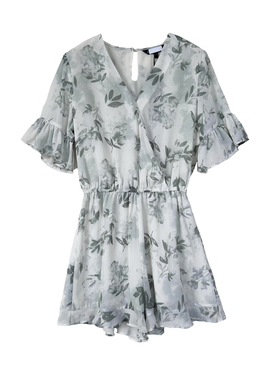 拉系列专柜正品甜美V领荷叶边短袖高腰显瘦连体短裤女夏 10023219