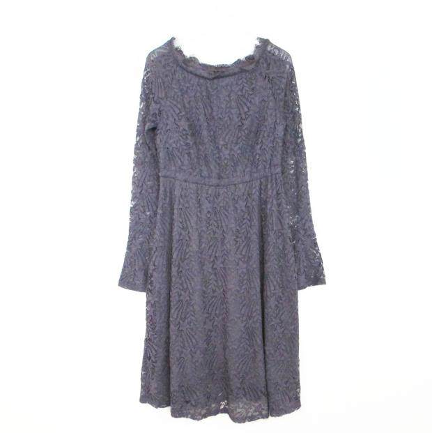 艾格伊品专柜正品一字领睫毛蕾丝喇叭袖春秋礼服连衣裙 8E0122039