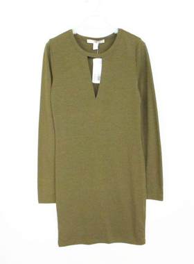 F21系列专柜正品纯色项链领修身短裙长袖修身连衣裙春秋冬 163844