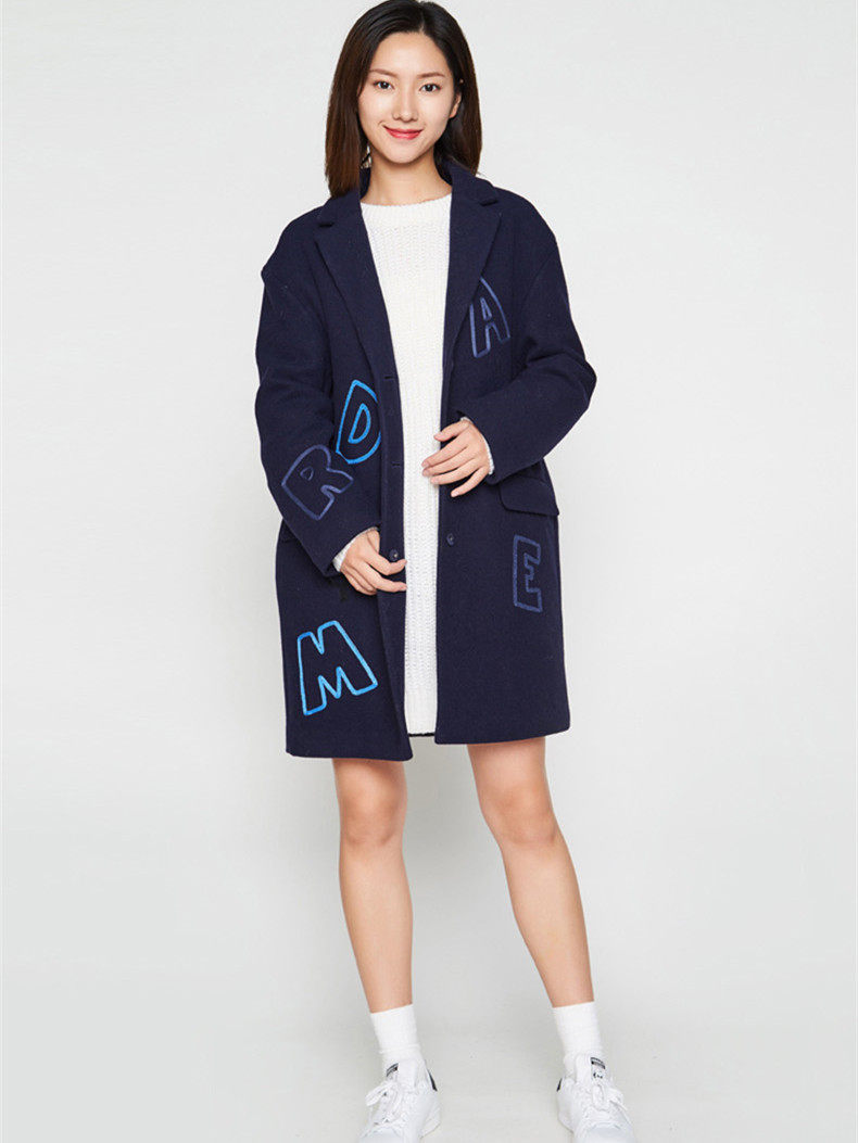 包邮艾格伊品可卸连帽假两件夹棉大衣48%羊毛呢冬外套女8A0334017
