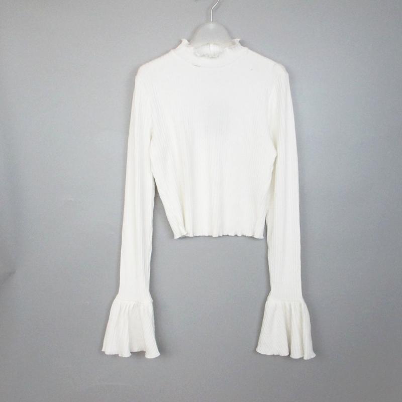 针织衫圆领女喇叭袖针织衫