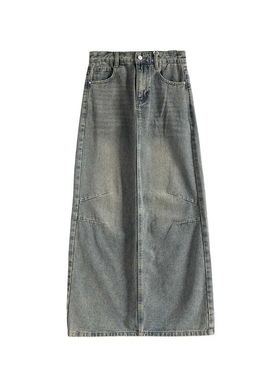 Mixblu麦斯兰专柜正品休闲过膝100%棉牛仔长裙半身裙春秋BX126001