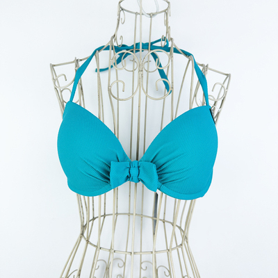 艾格伊品正品70C75C80C蝴蝶结有钢圈薄杯挂脖泳衣单件女170756004