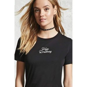 F21专柜正品休闲纯色绣字圆领短袖棉质T恤女夏082993