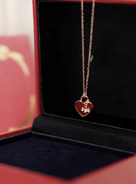 明星同款爱心小狗项链玫瑰金色S925银气质百搭简约时尚国际范