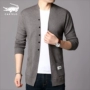 Áo len cộc tay nam Cartier mùa thu nam mỏng áo len mặc áo len giản dị áo khoác nam - Cardigan áo hoodie nam