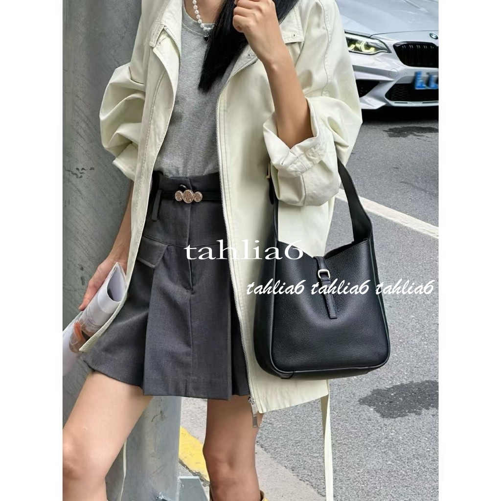 Tahlia 松弛感！进口柔软小牛皮杨树林hobo腋下包复古子母水桶包