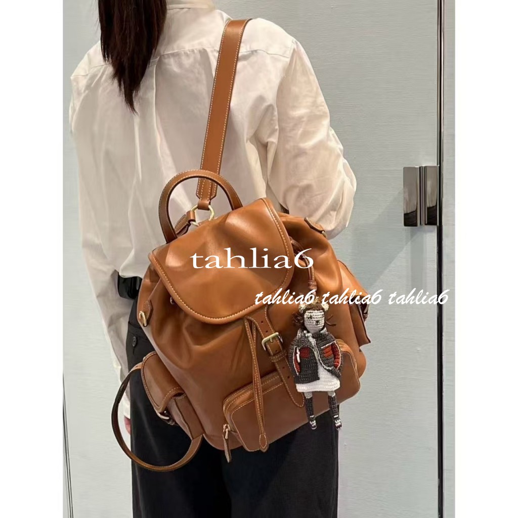 Tahlia真的很好看！帆布/牛皮双肩包学院风百搭通勤小背包书包女 - 实物图