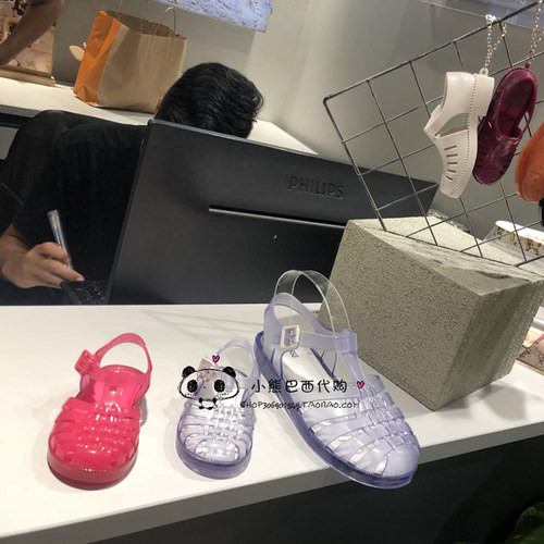 现货巴西专柜正品melissa复古透明包头鞋网格渔夫鞋亲子童鞋女鞋