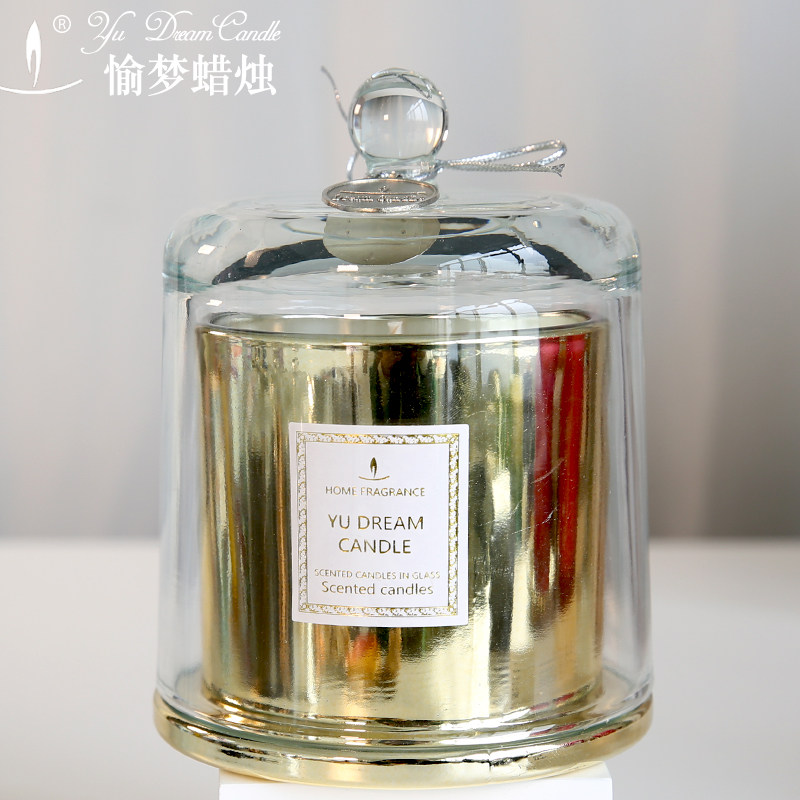 大号玻璃罩香薰蜡烛精油香氛无烟环保净化空气舒缓放松蜡烛礼品盒