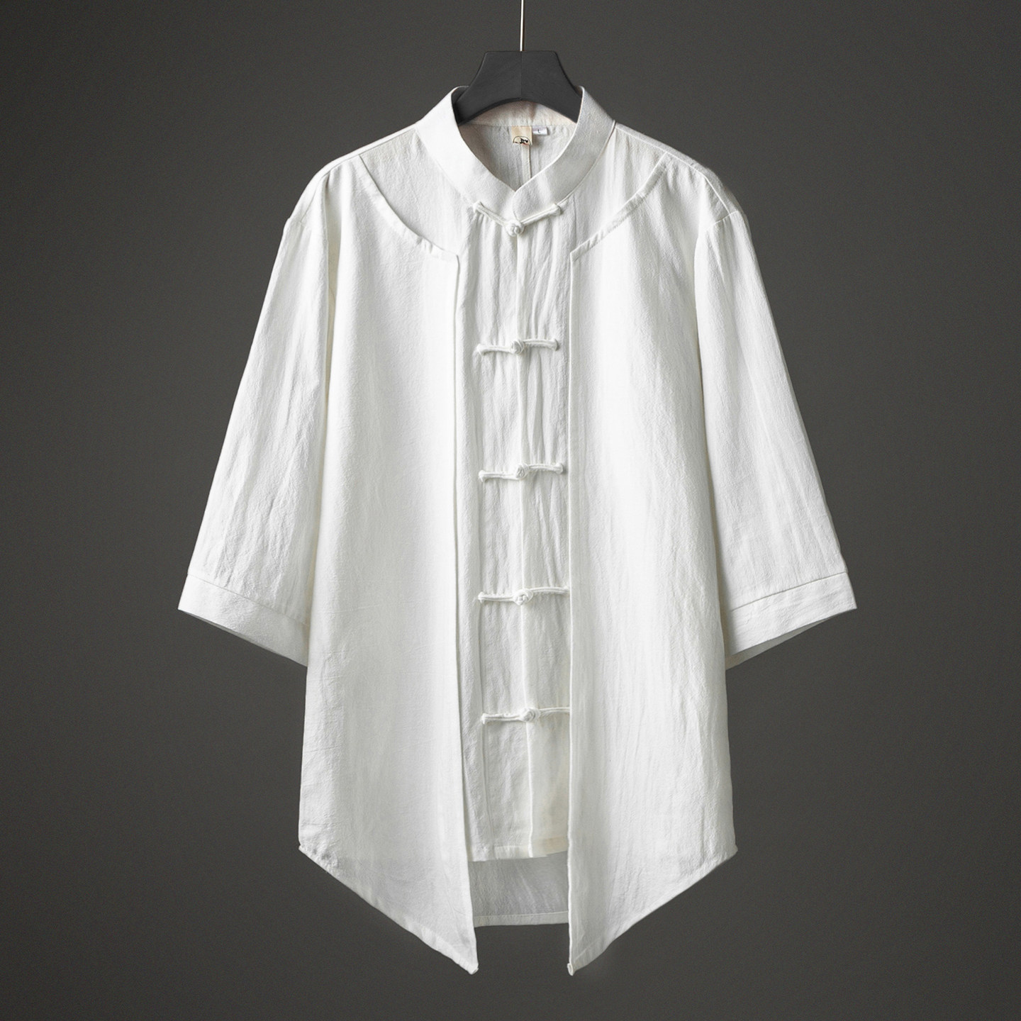 夏季新中式男立领盘扣七分袖汉服