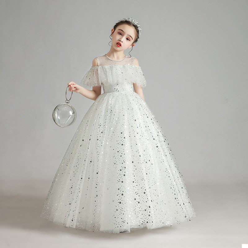 韩国儿童礼服裙蓬蓬纱钢琴演出服小女孩主持人花童婚纱女童公主裙