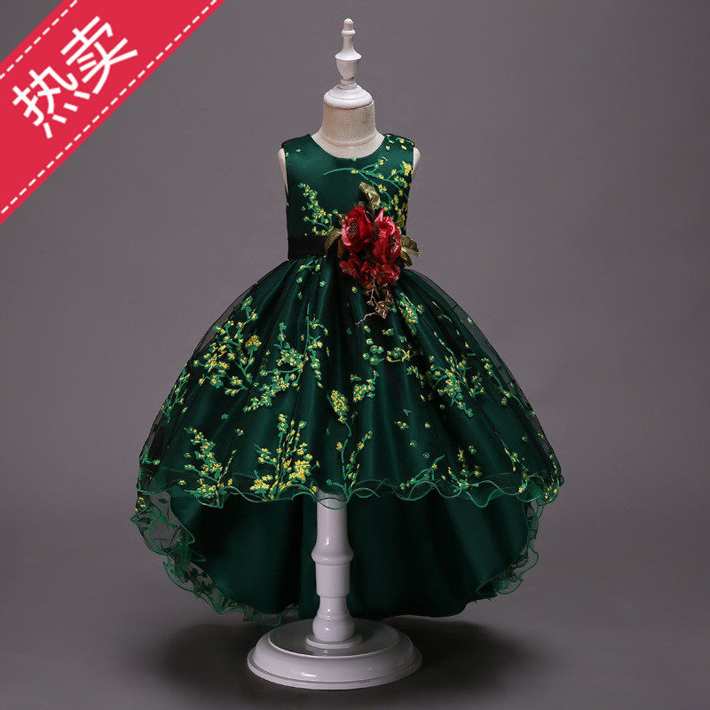 女童礼服公主裙蓬蓬裙10钢琴演出服拖尾11花童礼服12岁婚纱走秀裙