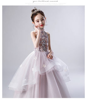 儿童礼服公主裙花童婚纱蓬蓬纱2020夏新款小主持人女童钢琴表演服