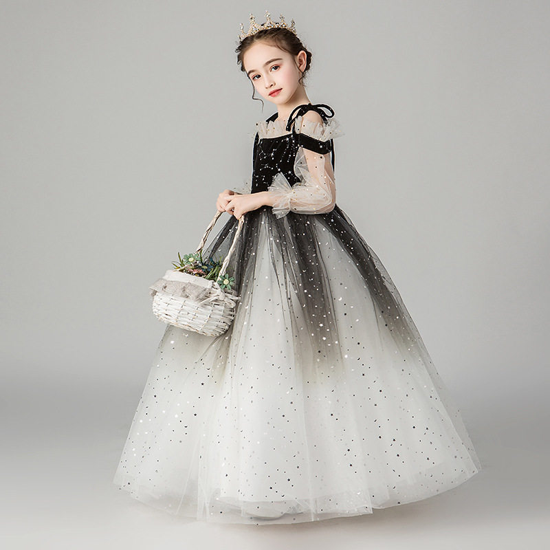女童礼服新款钢琴演出服生日艺考主持人走秀蓬蓬纱花童婚纱公主裙