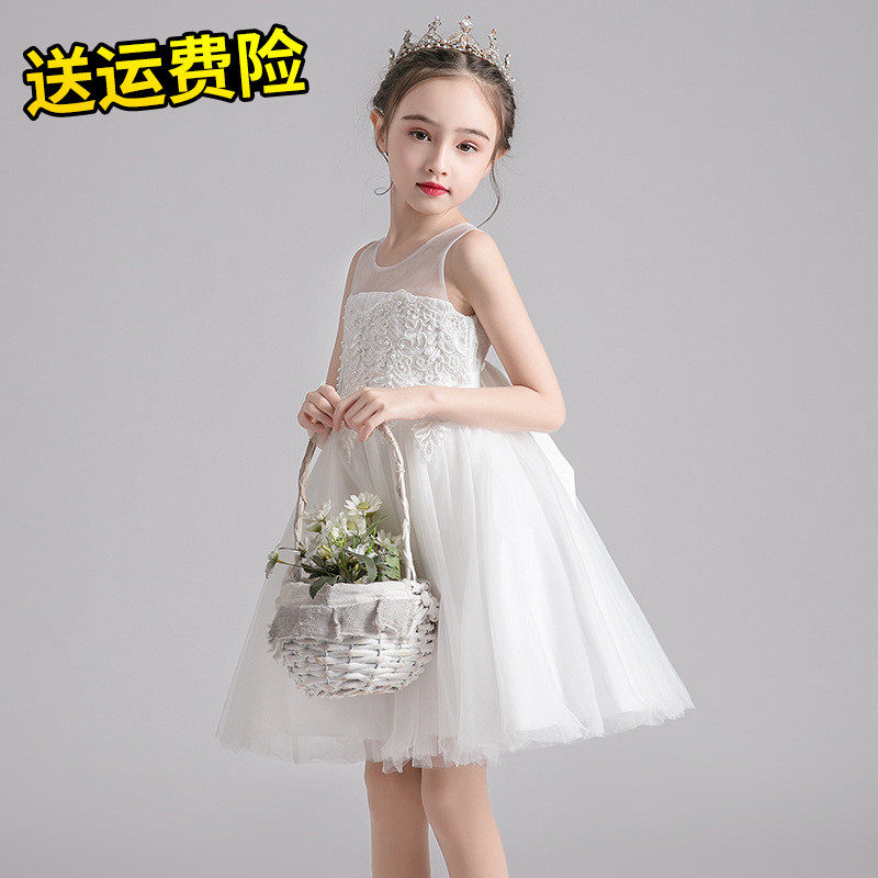 童装礼服主持裙2021夏季新款时尚女孩夏天洋气无袖女童纱裙连衣裙