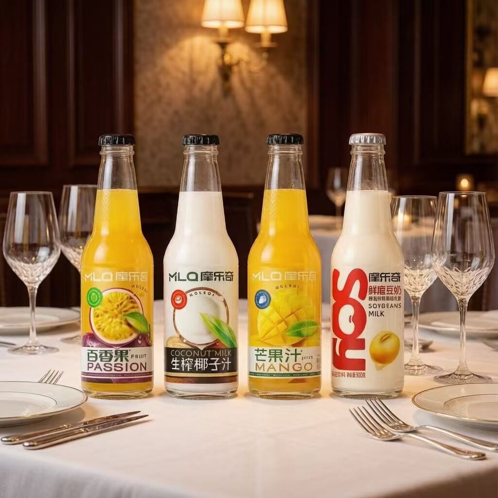 摩乐奇椰子汁百香果汁饮料300ml24罐百香果酸甜饮料玻璃瓶装包邮