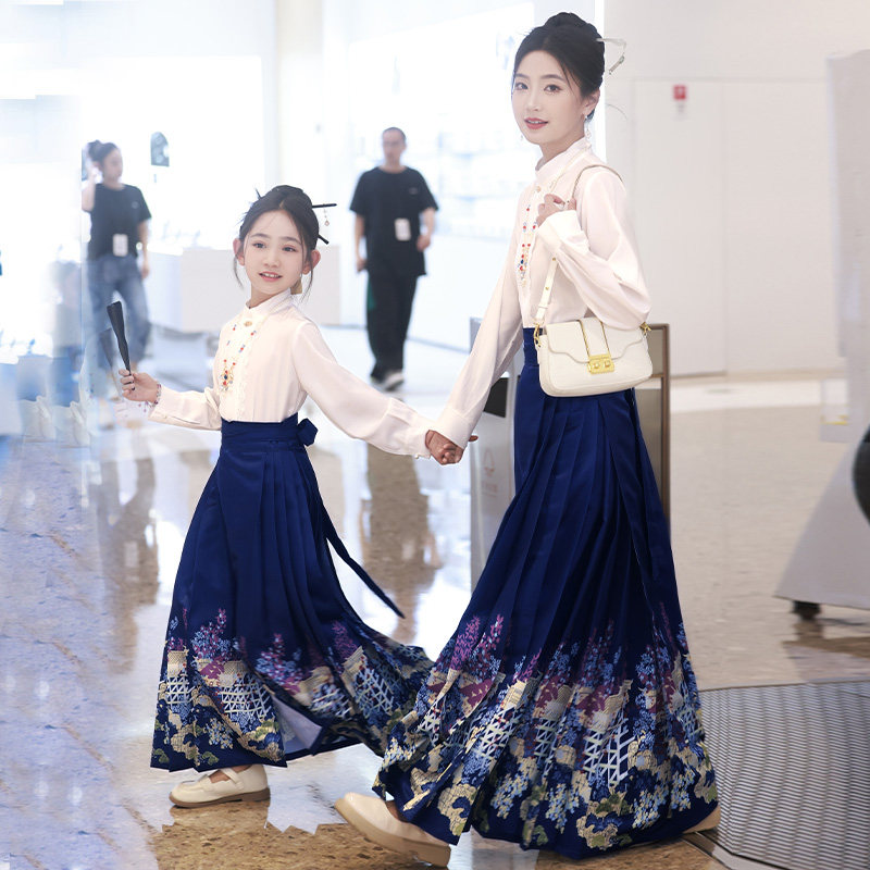 亲子装母女马面裙夏季套装儿童汉服2026新款女童明制唐装古风夏天图片