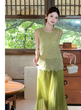 禾婉【青松玫瑰】玫瑰暗纹提花刺绣重工轻奢钉珠珠绣马甲