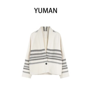 羽曼YUHAN～重奢定制～春装 上衣YM1229 新款 设计感印花开衫