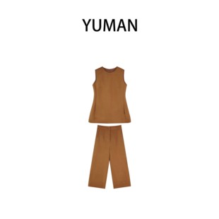YM1620 羽曼YUHAN～重奢定制～亚麻定制色凯袖 上衣休闲裤 女装 套装