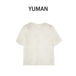 蕾丝刺绣短袖 羽曼YUHAN～重奢定制～春夏新款 上衣MM503