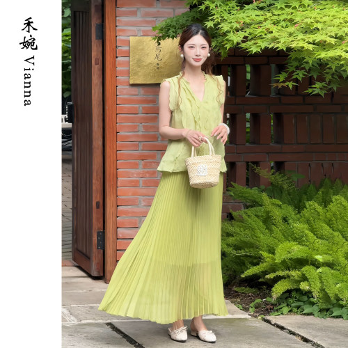 新中式高密压褶A版百褶裙