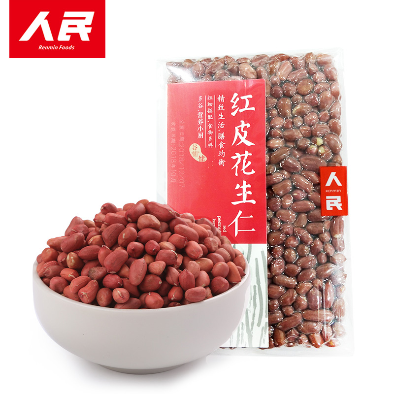 人民食品 东北红皮花生米仁新煮八宝粥米材料五谷杂粮小包装400g