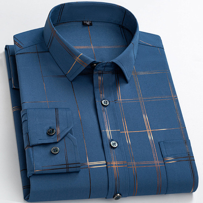 保罗长袖衬衫男中老年休闲爸爸装