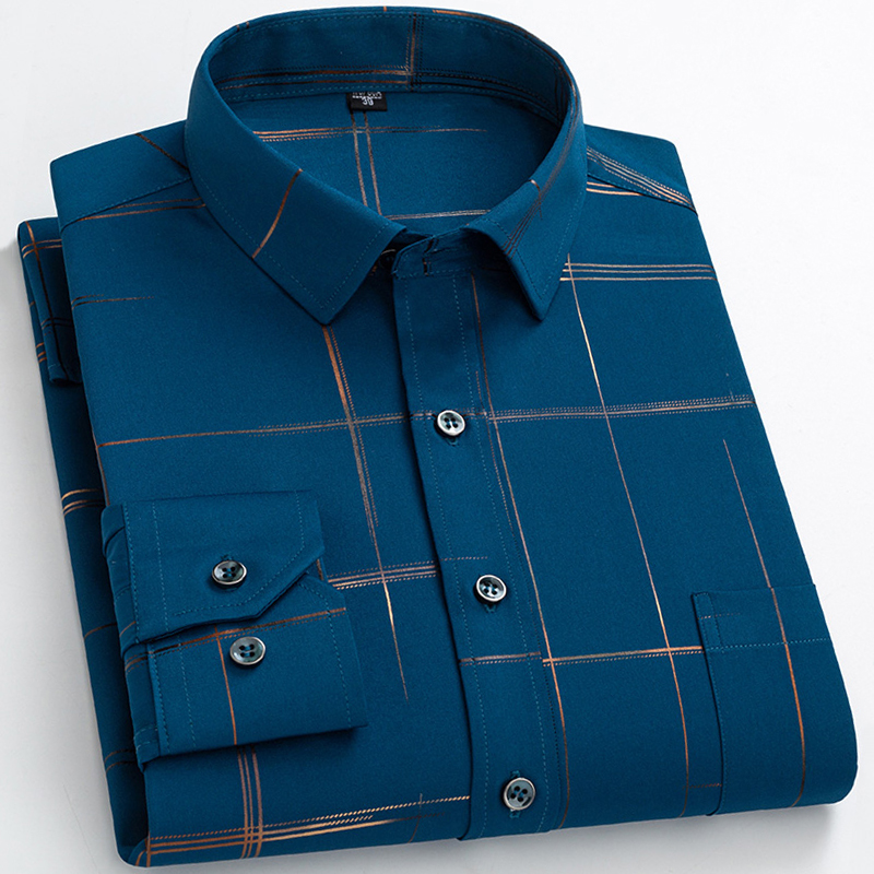 保罗薄款免烫中老年人长袖衬衫