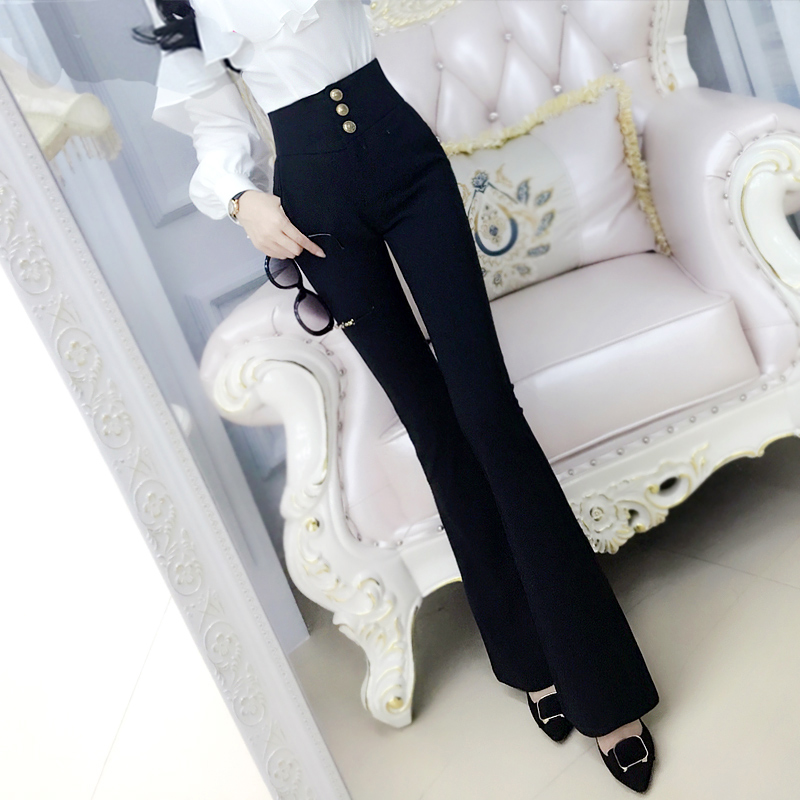 女职业微喇叭西裤2025夏季新款正装西装长裤子大码直筒黑色制服裤
