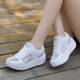 镂空透气网面运动鞋 女鞋 女韩版 女百搭白色休闲鞋 单 厚底摇摇鞋 夏季