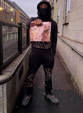 SYNA秋季新款街头嘻哈男女宽松休闲梭织套装百搭时尚连帽卫衣长裤