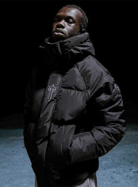 Trapstar 高/版本大鹅羽绒面包服男女冬季新款轻薄黑色短款棉服外