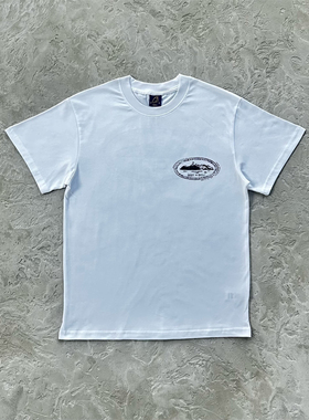 Corteiz 夏季男女款恶魔岛印花短袖圆领上衣Stamp Tee White T恤