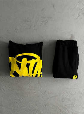 SYNA欧美复古嘻哈时尚字母印花套装男女款个性街头长裤卫衣流行潮