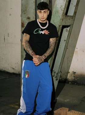 Corteiz 潮牌美式高街宽松圆领平纹面料长裤男女同款时尚潮流T恤