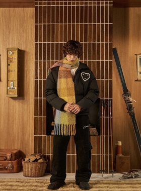 Carsicko爱心logo印花羽绒服外套绣花青年加厚潮牌保暖棉衣棒球服