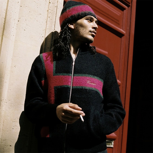 knit lux zip black黑红十字针织外套 Corteiz Sweater 情侣款