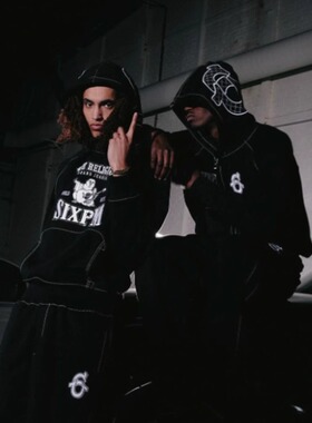 6PM 秋季新款街头嘻哈男女联名款连帽卫衣高品质宽松休闲百搭长袖