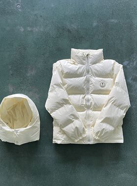 UK Trapstar米白色男款棉服Top品质可脱卸刺绣夹克Drill