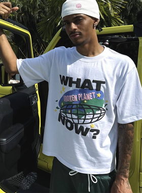 Broken Planet 新款街头男女款网格印花T恤白色夏季宽松休闲短袖