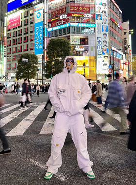 Corteiz 拉链斜口袋男潮牌水洗蜡染宽松工装夹克防风防水登山服女