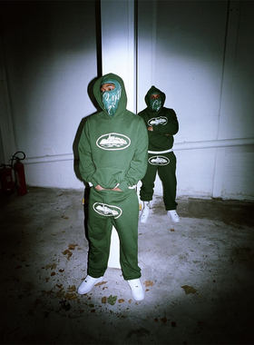 Corteiz 小众设计INS高质量轮船印花连帽卫衣长裤 潮牌宽松运动服