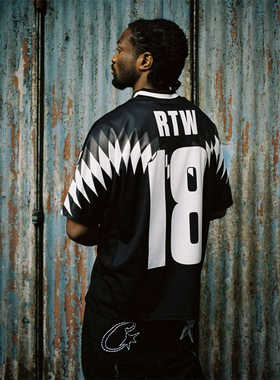 Corteiz 恶魔岛新款撞色拼接刺绣篮球衣短袖宽松休闲男女半袖T恤