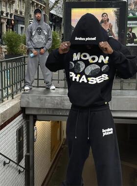 Broken Planet 新款时尚百搭月食阶段连帽卫衣男女嘻哈流行蓝卫衣