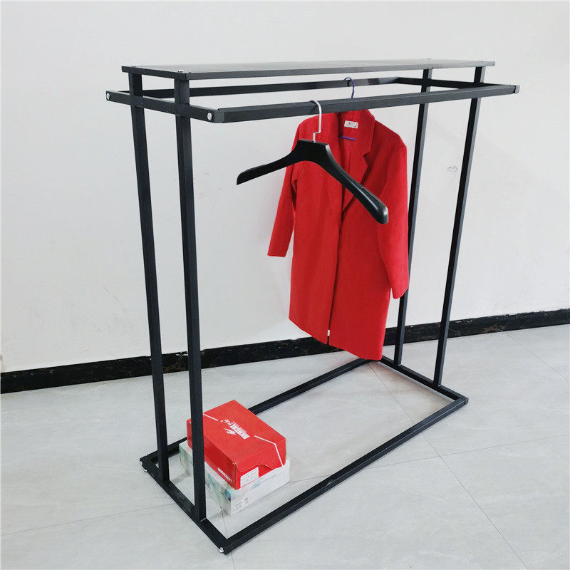 简约铁艺落地式展示架挂衣架双杠服装架子可升降男女中岛服装货架